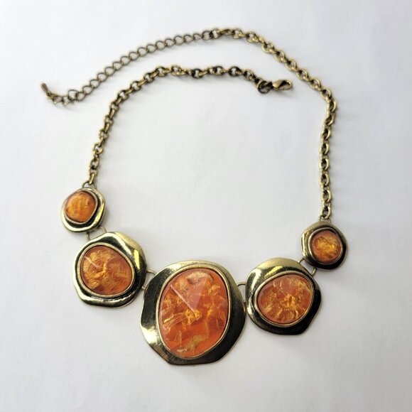 Orange Cabochon Style Choker Necklace - Picture 10 of 10